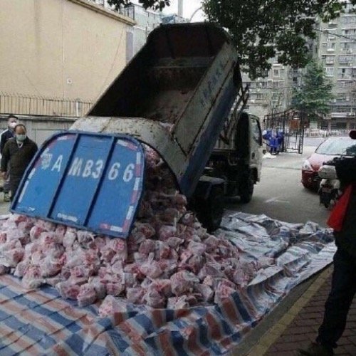 Sanitation truck with meat
