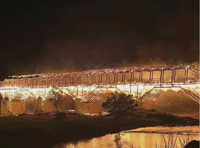 China's Longest Wooden Arch Bridge Are Burned Down